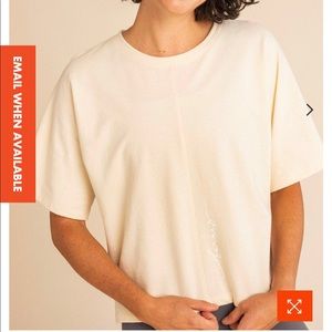 BARRE3 CREAM DOLMAN SHORT SLEEVE SWEATSHIRT -M